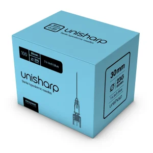 Unisharp Needle 23g 1 1/4” (30mm) (long blue) – x 100